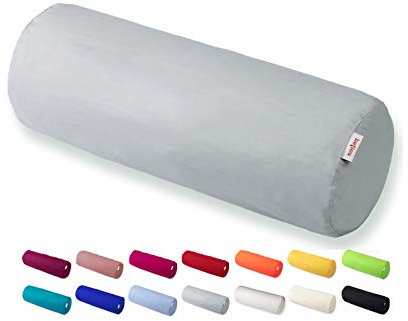 beties Basic XL Nackenrollenbezug ca. 25x70 cm Kissenhülle 100% Baumwolle in vielen fröhlichen Uni-Farben (grau)