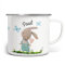 miKalino Emaille Tasse Kinder - Trinkbecher Kinder personalisiert - Emaille Becher mit Hasen-Motiv - Kindertasse mit Namen - Kindertasse bedruckt - Emaille Becher Weiß