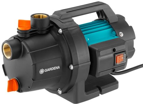 Gardena Pompe de jardin 3700/4 P Basic: Pompe d'arrosage, débit 3700 l/h, puissance 800 W, longue durée de vie grâce à un arbre en inox, boîtier en fonte, possibilité de raccord arroseur (9015-47)