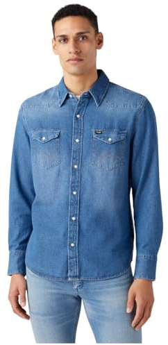 Wrangler Camicia Uomo, Icona Mid Stone, XXL