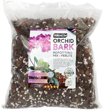 Specialized Orchid Bark Mix with Perlite - Perfect for Orchid Potting and Repotting - Enhances Drainage and Aeration (2L)
