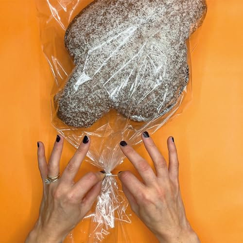 FAH - 10 Sacchetti per Alimenti Trasparenti + 10 Chiusure Metalliche - 35 x 48 cm, Buste per Confezionare Panettone, Colomba, Ideali per Conservazione di Alimenti, Biscotti, Torte, Pane