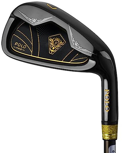 Hierro profesional #7 para palos de golf con eje de carbono para diestros hombres (Negro)