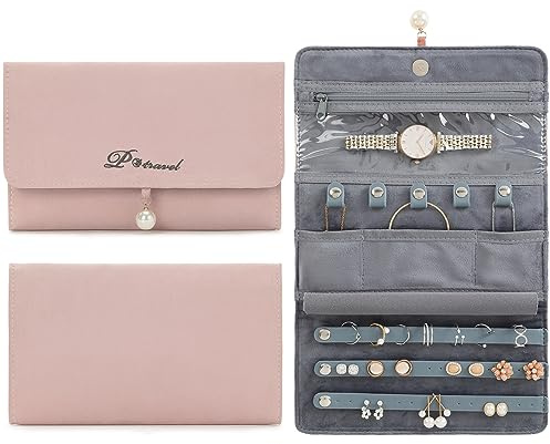 VanFn Jewelry Rolls, Travel Jewelry Organizer Roll, Foldable Jewelry Case, Women Jewelry Storage Bag for Journey-Rings, Necklaces, Earrings, Bracelets, Watches, Brooches P.Travel Series