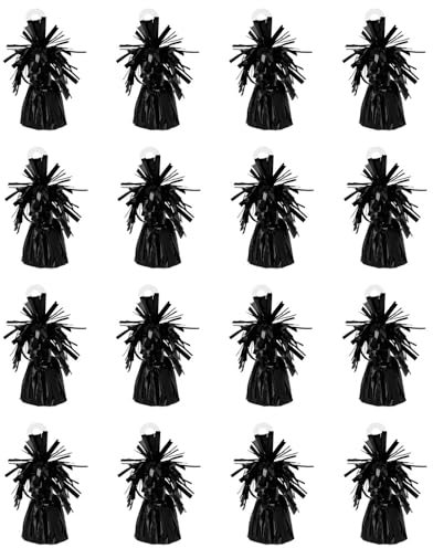 Boland - Ballongewicht mit Metallicfolie, 16 Stück, 160 - 180 g, Ballon Beschwerer, für Luftballons und Heliumballons, Schwarz