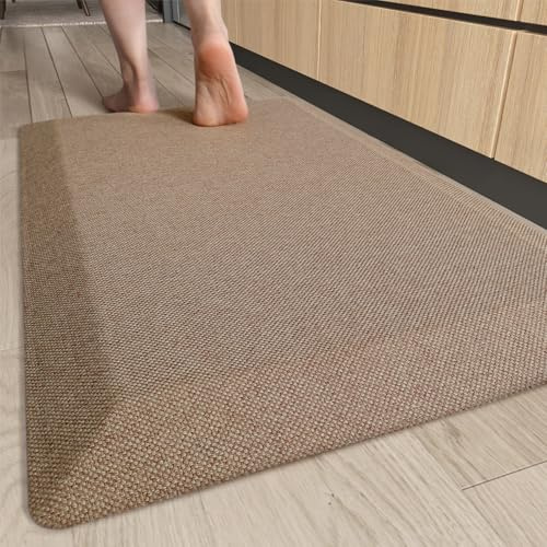 COLOR&GEOMETRY Anti Fatigue Mat | Extra Thick 23mm | Cushioned Non-Slip Kitchen Mat | Padded Comfort Floor Mat for Standing Desk, Home Office & Kitchen | 51x81cm | Khaki
