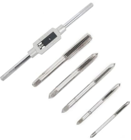 NestNook Lot de 6 tarauds et filières métriques avec clé à taraud réglable, M3 M4 M5 M6 M8