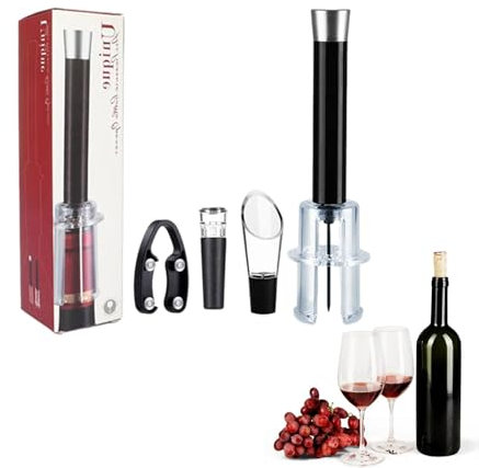 Wino The Go Kit d'ouverture de bouteille de vin rouge, pompe à pression d'air, ouvre-bouteille de vin, tire-bouchon, kit de retrait facile du bouchon, pour la maison, le bar(Tête en aluminium)