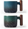 ERBO 2er Set Espressotassen 70 ml, Premium Espresso Tassen mit Henkel, Mini Teetasse Kaffeetasse aus Keramik, Kleine Espressotassen, Espresso Mokkatassen, Kaffeebecher für Espresso Tee (Blau+Grün)