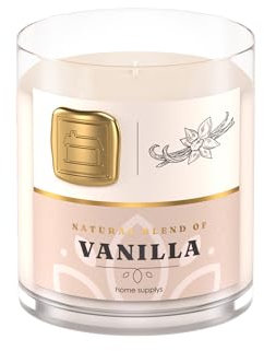 Large Vanilla Candle - Candle Gift for Women & Men with Lid - (280g/60hr) Long Burn Time with Vanilla, Cream & Caramel - Organic & Vegan Scented - Calming & Sweet