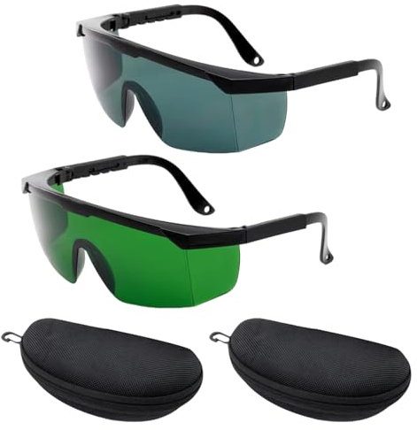 Jortmrd 2 Pièce Lunettes de Protection Laser IPL 200 nm-2000 nm Lunette Protection Lumiere Pulsee Lunettes de Sécurité Laser Lunettes d'équipement de Beauté Lunette de Protection Travail avec étui