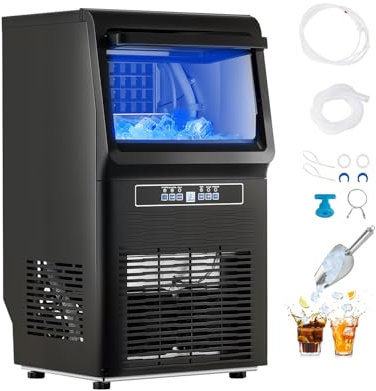 VEVOR Máquina para Fabricar Hielo 36 kg/24 h con Capacidad de Almacenamiento de 5,4 kg 36 Cubitos de Hielo en 15 Minutos Pantalla Digital LED Autolimpiante Independiente para Bar, Restaurante