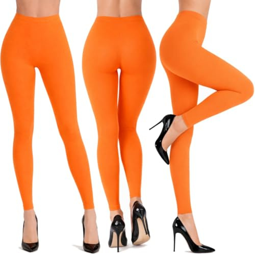 Hatstar Leggings da donna | Party Fashion | leggings sportivi neon elastici | Collant anni '80 | Accessori per ragazze per carnevale e carnevale