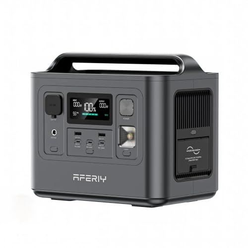 AFERIY Generateur Electrique Portable 800W, Station Electrique Portable 512Wh Charge Rapide en 1H, Générateur Solaire LFP, UPS, BMS, pour Camping/Maison/Bureau, 6Kg & Porte d'une Main, Garantie 7 Ans