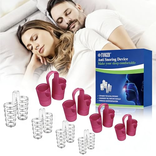8 Piezas Dispositivos Anti Ronquidos, Reutilizables Dilatadores Nasales De Silicona, Cómodas y Efectivas Dispositivos Antironquidos, Blanco + rojo rosa 3 + 3