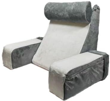 leobodecap Reading Pillow for Bed Adults, Backrest Cushion for Sitting in-Bed, Back Pillow for Sitting Up, Reading Pillow for Adults with Detachable Arms & Neck Roll for Rest, Reading, Watching TV