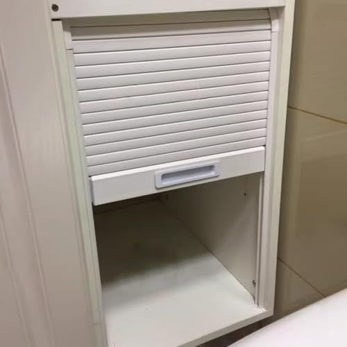Tambour Door Kit with Guide Rails Handle, White ABS Roll Up Cabinet Doors Space Saving, Smooth Sliding Roller Shutter Kitchen Door(18x24in(46x61cm)