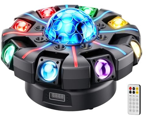 150W Beam Cabeza móvil Luces de Escenario con Control Remoto, 8 brazos LED RGBW Haz Luz de Fiesta Bola de Discoteca con Patrones Estroboscópico DMX512 Control de Sonido para Bar DJ Boda Concierto