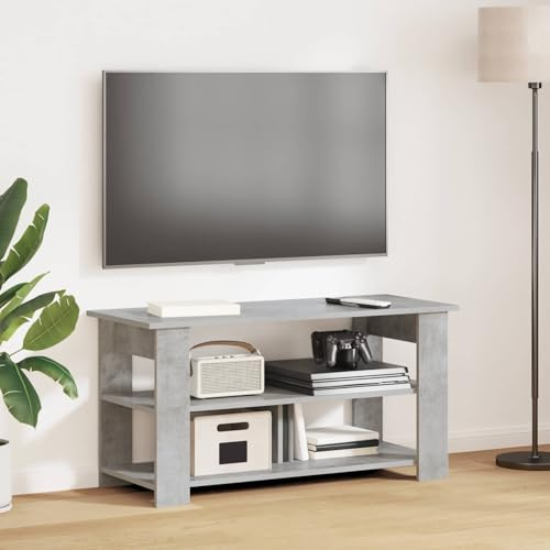 Boltkex TV-stativ betong grå av trämaterial 100 x 40 x 50 cm, lågbord med 1 brädhylla, mediemöbler för vardagsrum, hemmabio, TV-bänk, lagringsutrymme och ordning