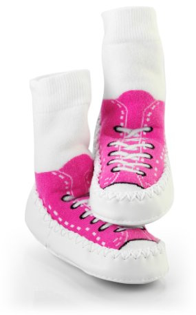 Mocc Ons Calcetines tipo mocasín que mantienen los dedos de los pies calientes - Bailarina, Sneaker fucsia, 18-24 meses