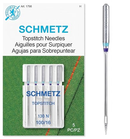 SCHMETZ Topstitch (130 N) symaskinsnålar – kardad – storlek 100/16