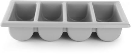 HENDI Besteckbehälter, Besteckfass, Besteckkorb, Utensilienhalter, Küchenutensilienhalter, Besteckkasten, Besteckmulde, 4 Fächer, GN 1/1, 530x325x(H) 100mm, grau, Polypropylen