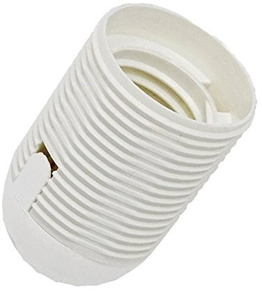 Fassung E27 Weiß mit Gewindemantel und Aufsteckkappe M10x1 Lampenfassung Thermoplast steckbar