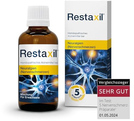 Restaxil® Tropfen [30 ml] – Natürliches Arzneimittel bei Nervenschmerzen z.B. im Rücken oder Ischias – mit Begleiterscheinungen wie Brennen, Kribbeln oder Taubheit – rezeptfrei & gut verträglich