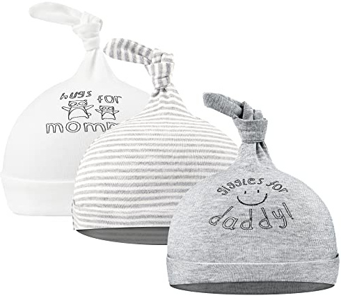 CuteOn 3 PCS Bébé Beanie Nœud Chapeau Nouveau née Garçons Filles Coton Ajustable Casquette pour Bébé 0-6Mois