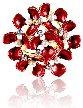 Bufandas de moda hebilla botón de tres anillos flores mantones anillo broche de perlas