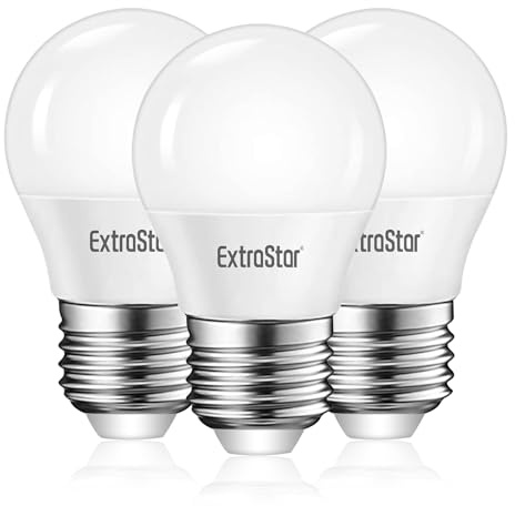 EXTRASTAR E27 LED Light Screw Bulb 6W, Cool White 6500K Daylight Energy Saving, 42W Equipment, Golf Ball Bulbs, 510LM, Non-Dimmable, 3 Count