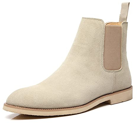 MANLADUO Bottines Chelsea décontractées en cuir véritable pour homme