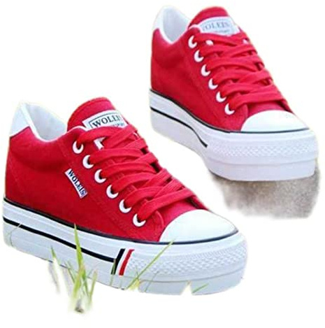 DSAI 2022 Printemps Femme Chaussures de Gymnastique avec Élévation Intérieure Sneakers Femme Sneakers Plateforme Décontractées, rouge, 39 EU