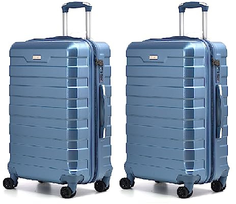 RMW Suitcase Large Medium Cabin Size | Hard Shell | Lightweight | 4 Dual Spinner Wheels | Trolley Luggage Suitcase | Hold Check in Luggage | TSA Combination Lock (Ice Blue, Cabin 20 X 2)