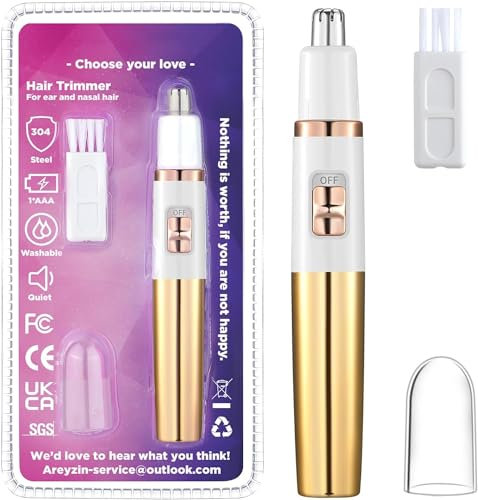 Cortapelos de nariz para mujer, sin dolor, para orejas y nariz, cortapelos para mujeres, cejas, cara, oreja, cortapelos de nariz, profesional, impermeable, oro rosa