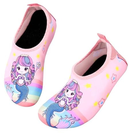 flintronic Calcetines de Agua para Niños, Escarpines para Niños de Secado Rápido, Zapatos de Agua Niños Antideslizantes, Zapatillas de Agua Bebe para Nadar,Piscina,Playa al Aire Libre-28/29 EU-Sirena…