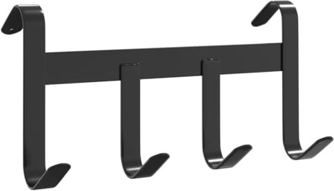 vidaXL Trensenhalter, Zaumhaken mit 4 Haken, Trensenaufhänger für Scheune Sattelkammer Stall, Trensenhaken, Schwarz Pulverbeschichteter Stahl