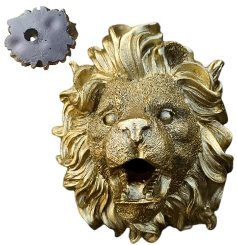Spitter Fountain for Pond,Pond Spitter,Lion Gold Trim Fountain Sprayer | Photography Natural Resin Fountain Decoration,Water Garden and Pond Decoration,Sprinkler,Indoor Outdoor Wall Art