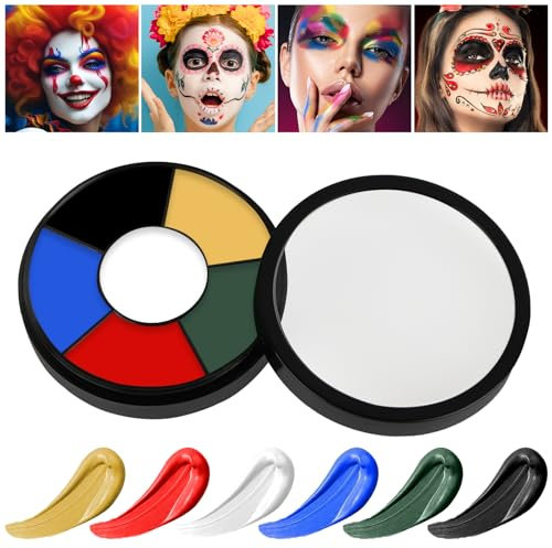 AOOWU Visage Corps Peinture, 6 Couleurs Imperméable Fard Gras Peinture Corporelle Longue Durée Sécurité, Maquillage beauté Palette pour Enfants et Adultes, Théâtre, Carnaval, Scène, Clown, Cosplay