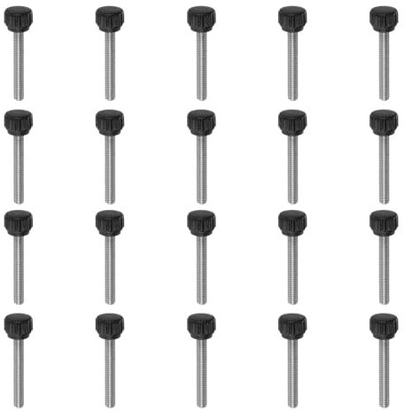 QUARKZMAN 20 stycken räfflade skruvar M5 x 40 mm vingskruvar med gänga, rostfritt stål 304 dragskruv 13 mm rund klämskruv stjärnhandtagsskruv klämspak tumskruv för möbelmaskin