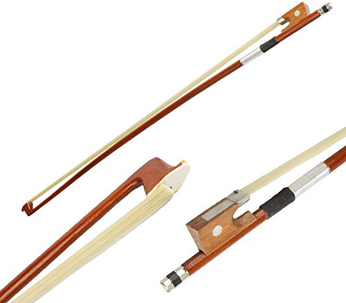 Bonnlo violin bow 1/2 Professional Bows for Fiddle Round Stick with Mongolian Horse Hair Beautiful Sound，Advanced Level 1/2 Full Size，Beginners and Musicians (1/2)