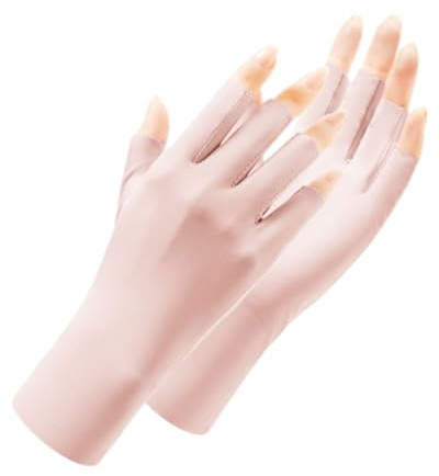 LOZTBUE Guantes sin dedos protección solar mujer, seda fresca, unisex, rosa, Talla única