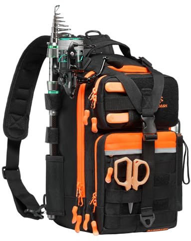 Bassdash Konvertierbarer Angelrucksack mit Rutenhalterung,Verstellbares Taktisches Wasserfestes Tackle Storage Pack FP07