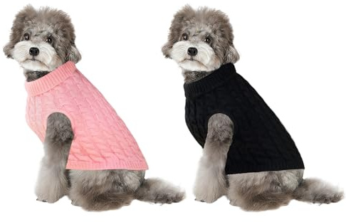 Jersey para perro, negro y rosa, talla S, cómodo y suave, perfecto para el invierno, suéter de lana para perro, ideal para ofrecer calor y comodidad