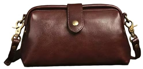 Läkarväska i läder, PU vintage kaffe doktorsväska handväska med spänne och justerbar rem, crossbody-/axel retro handväska för kvinnor