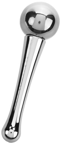 TOGEVAL Rouleau de Glace Visage Acier Inoxydable Argenté Rotatif Massage Facial Anti-poches Soin Peau Femmes Usage Quotidien
