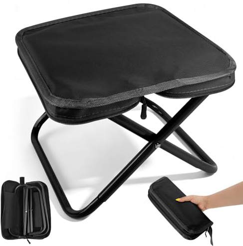 ENUTROF Vikbar Campingstol Lätt Bärbar Sittplats Liten Vikbar Bärkapacitet 100Kg för Trädgårdsskötsel, Parker, Camping, Utomhus, Stränder, Picknick, Vandring, Fiske, BBQ (Svart-2)