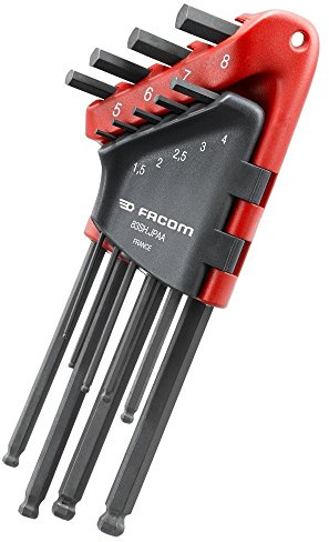Facom 83SH.JPAA Winkelschlüssel-Satz, 9 Stück, 6-kant, in tragbarer Tasche - 1,5 mm bis 8 mm