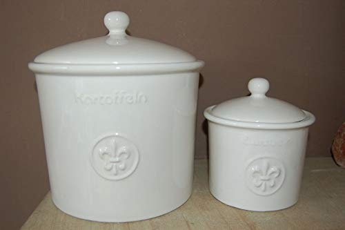 Pot à pommes de terre et pot à oignons Lys Crème