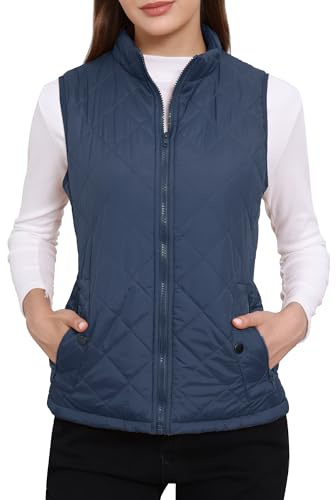 Allegra K Women's Puffer Vest Sleeveless Lightweight Zip Vests with Pockets
